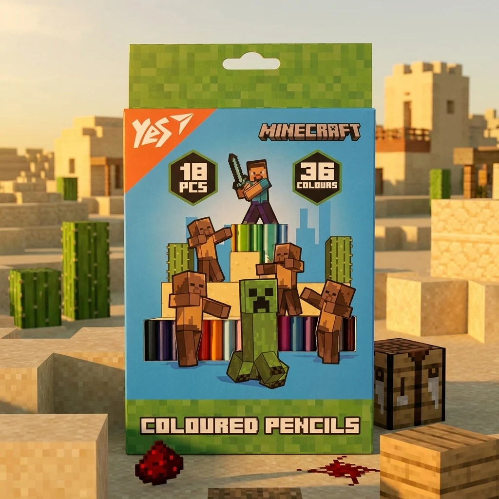 Кольорові олівці 36 кольорів "Minecraft" двосторонні, Yes