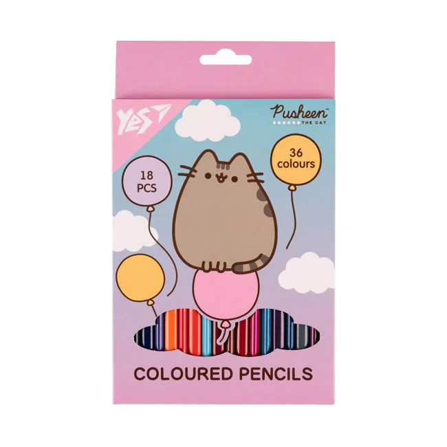 Кольорові олівці 36 кольорів "Pusheen" двосторонні, Yes