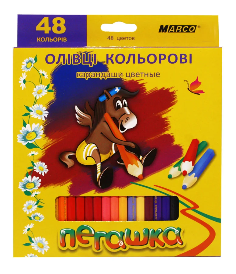 Кольорові олівці 48 кольорів "Пегашка", Marco 1010-48СВ — фото 2