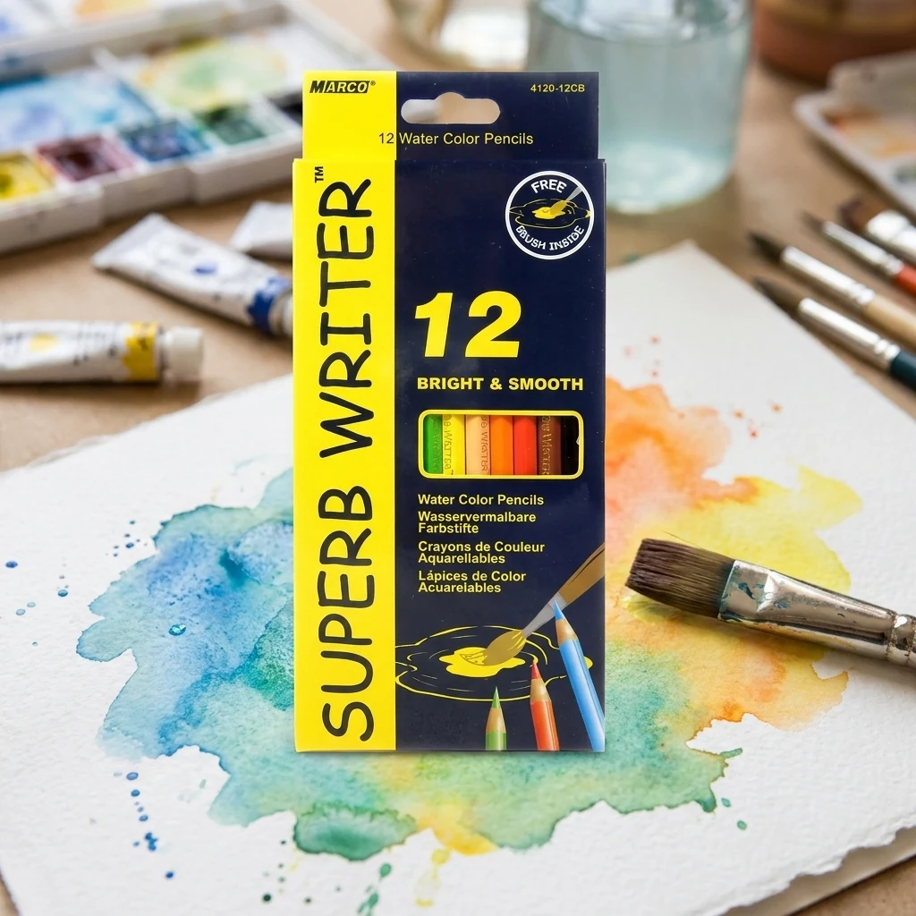 Кольорові олівці акварельні 12 кольорів "Superb Writer", Marco 4120-12СВ