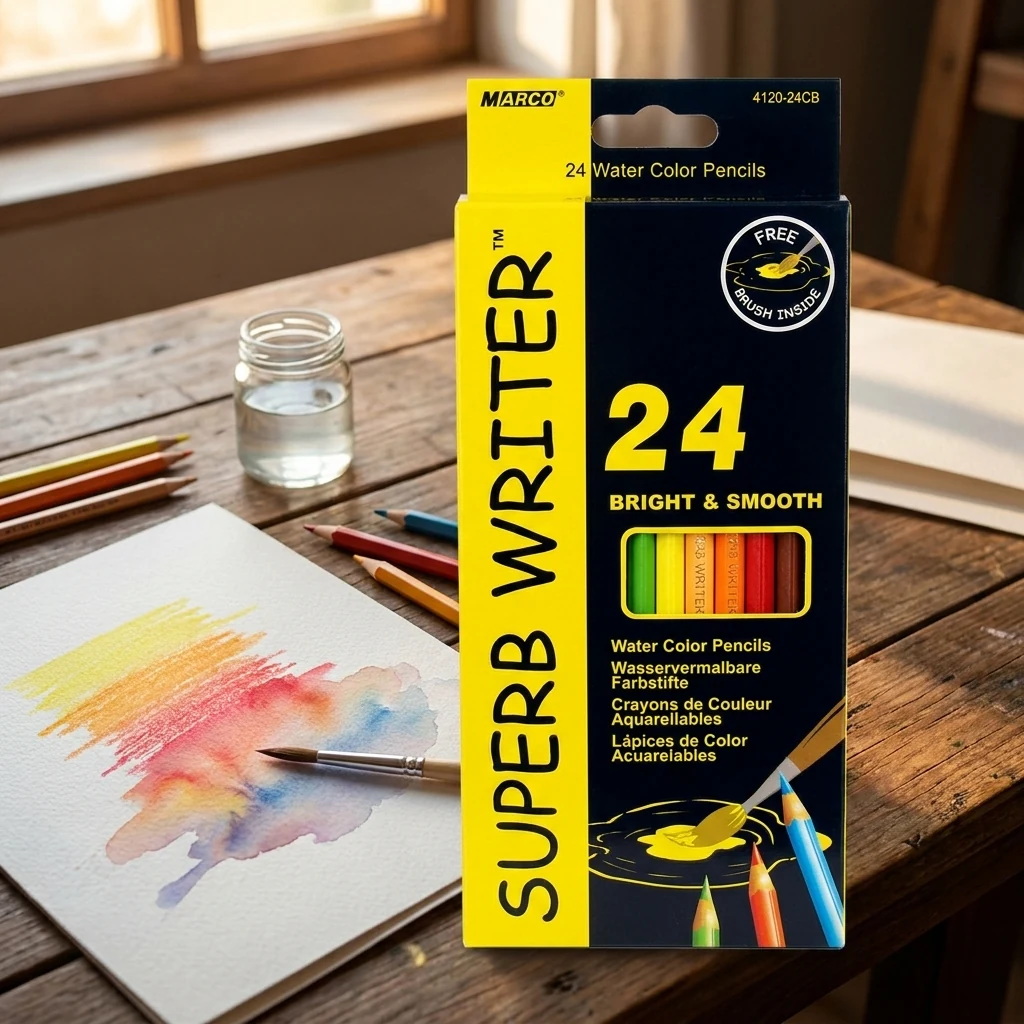 Кольорові олівці акварельні 24 кольори "Superb Writer", Marco 4120-24СВ