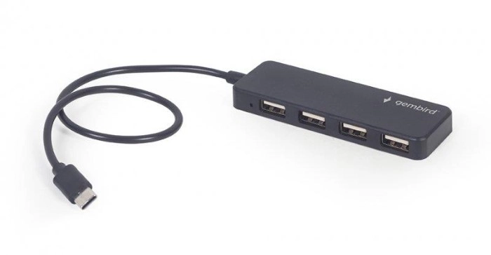 Концентратор USB Type-C Gembird 4хUSB2.0, пластик, Black (UHB-CM-U2P4-01) — фото 2