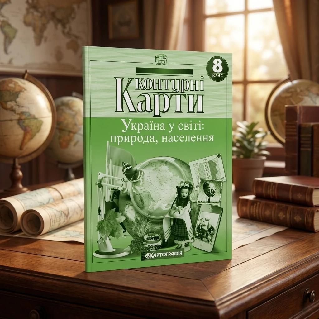 Контурні карти 8клас Україна у світі: природа, населення
