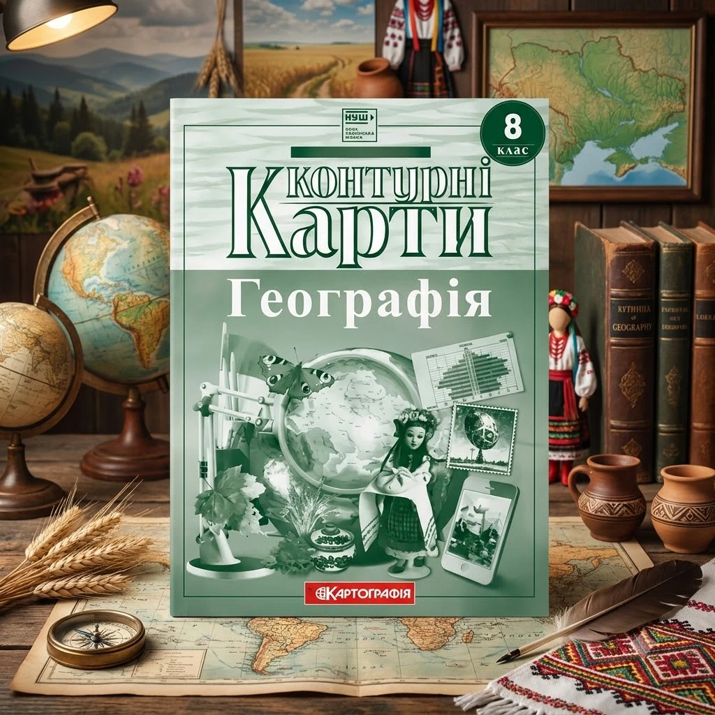 Контурні карти "Україна у світі: природа, населення" 8 клас, Картографія
