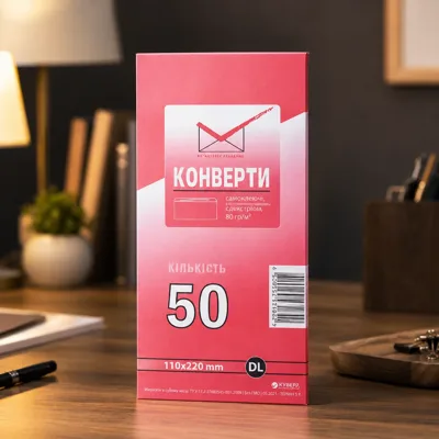 КОНВЕРТ DL СКЛ білий 2052 упаковка 50шт.