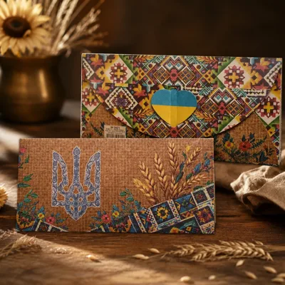 Конверт для грошей крафт Україна Тризуб