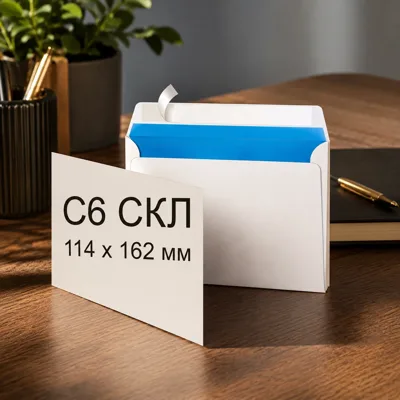 КОНВЕРТ С6 СКЛ білий 1040 упаковка 25шт.