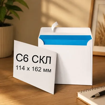 КОНВЕРТ С6 СКЛ білий 1040 упаковка 50шт.