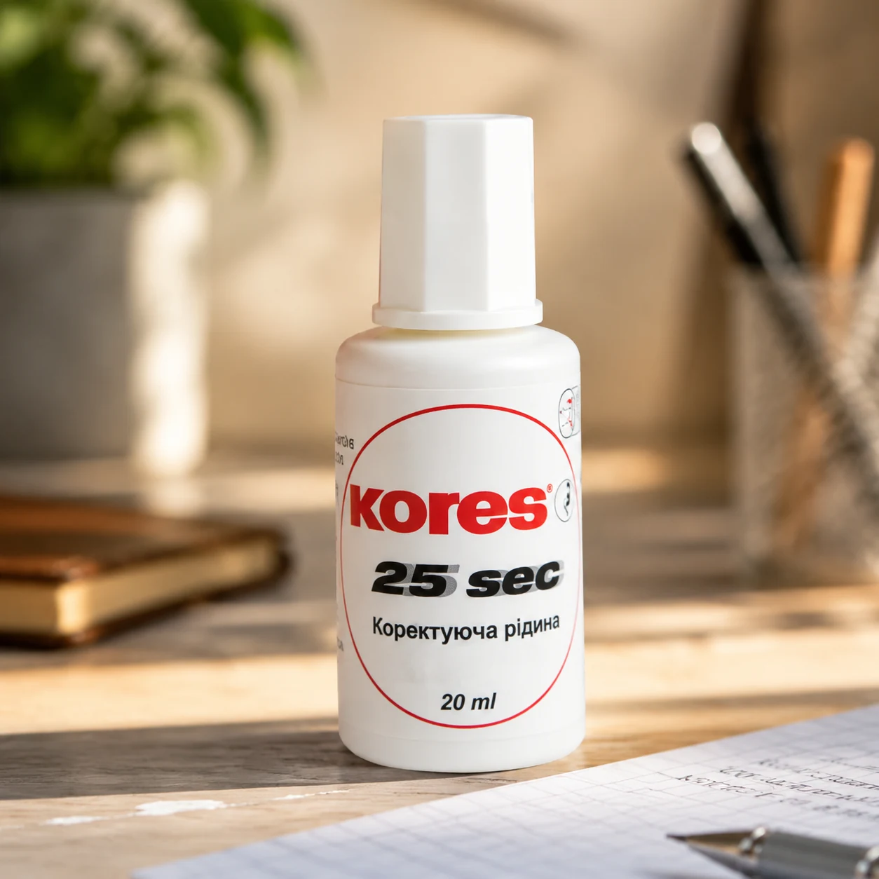 Коректор Kores 25 секунд з пензликом 20 мл — Маркери та коректори