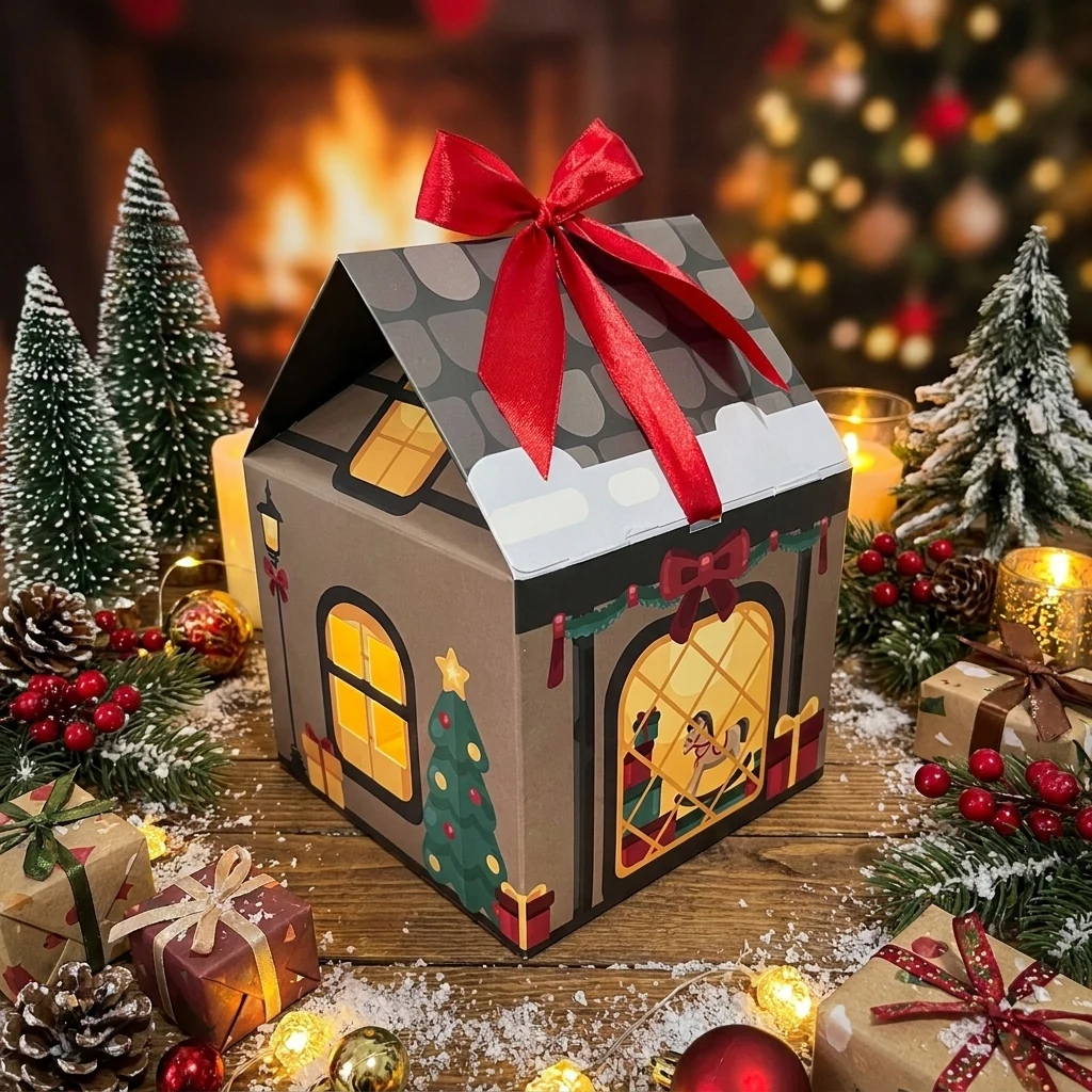 Коробка новорічна подарункова 15*15*12 см