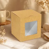 Коробка подарункова Для чашки крафт з вікном WonderPack М0017-о17 — фото 1