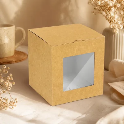 Коробка подарункова Для чашки крафт з вікном WonderPack М0017-о17