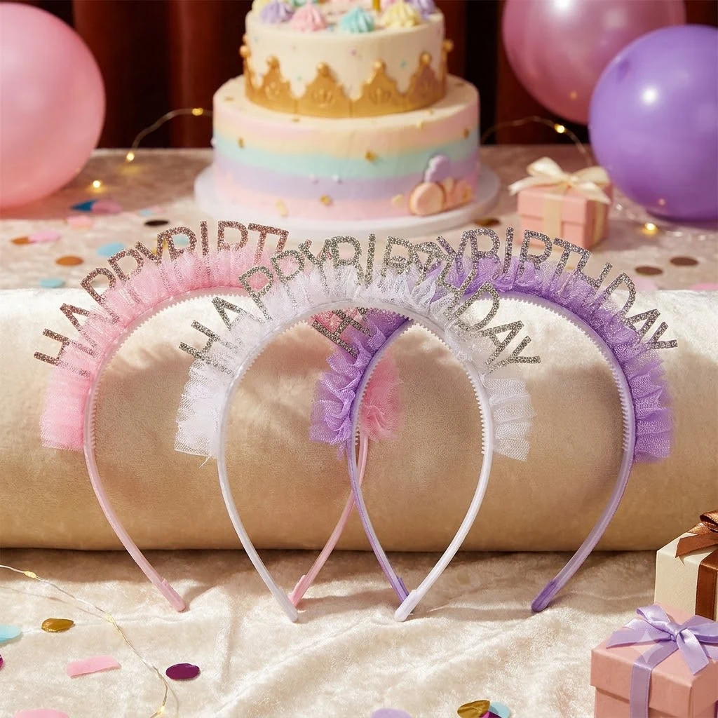 Корона принцеси (обруч) з ажуром "Happy Birthday"