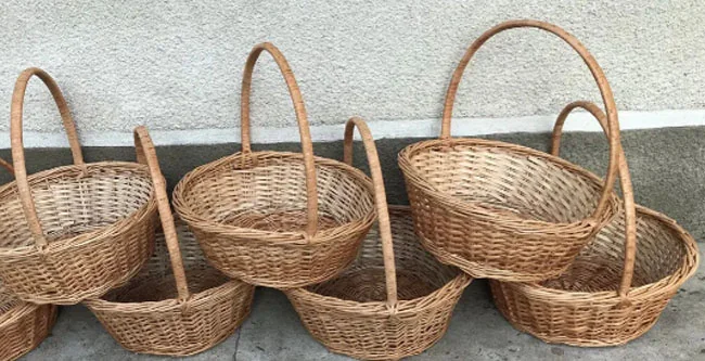 Кошик з натуральної лози діаметр 40 см, висота без ручки 16см — фото 2