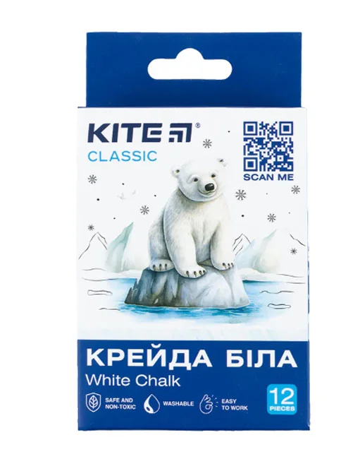 Крейда біла кругла 12 шт Kite "Classic"