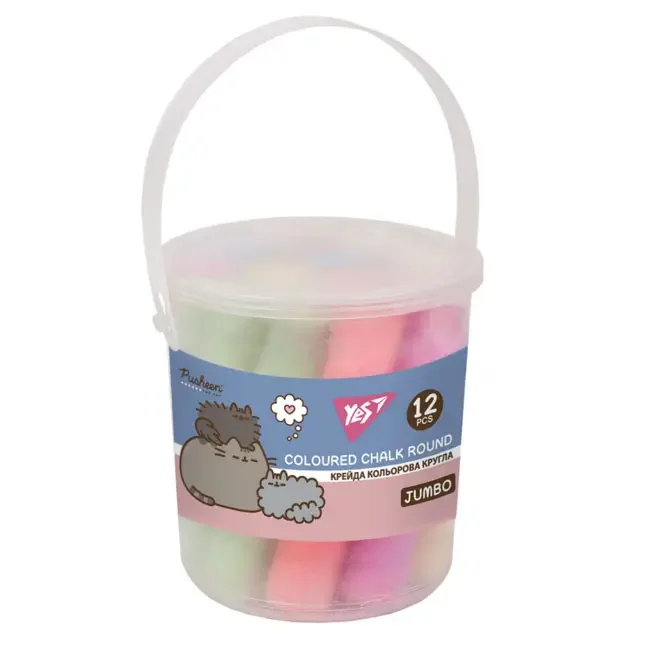 Крейда кольорова 12 шт Jumbo Yes "Pusheen"