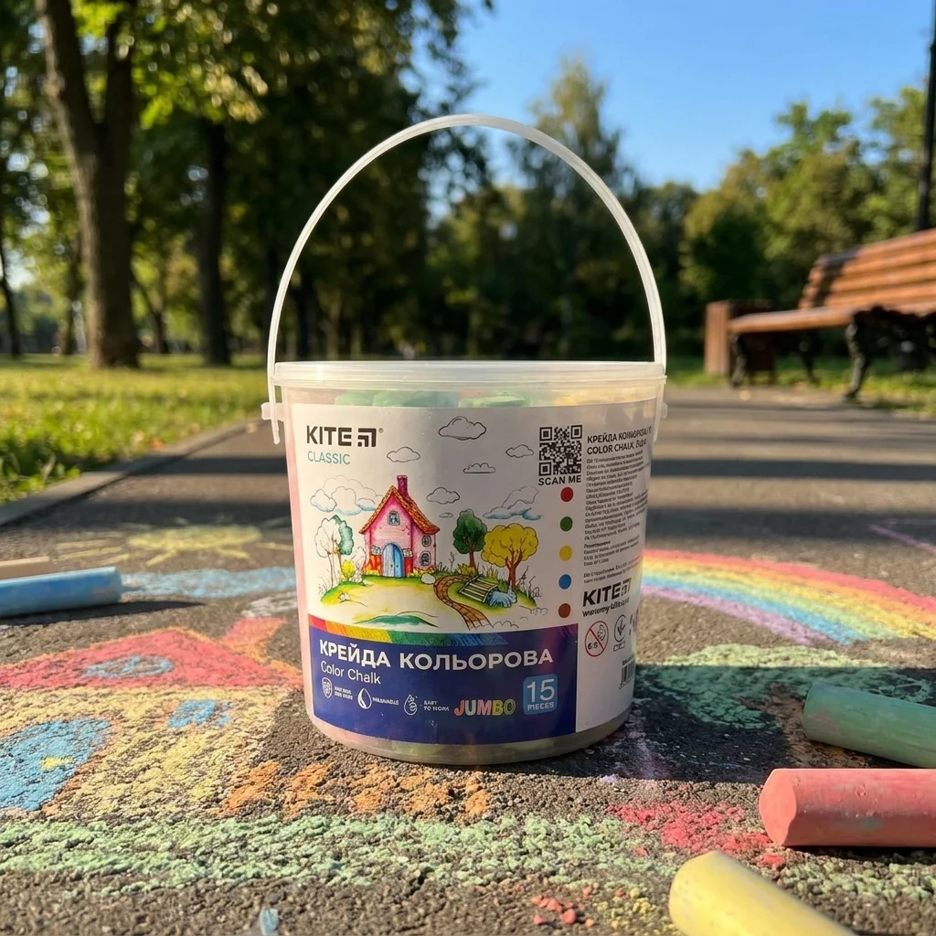 Крейда кольорова 15 шт Jumbo Kite "Classic"