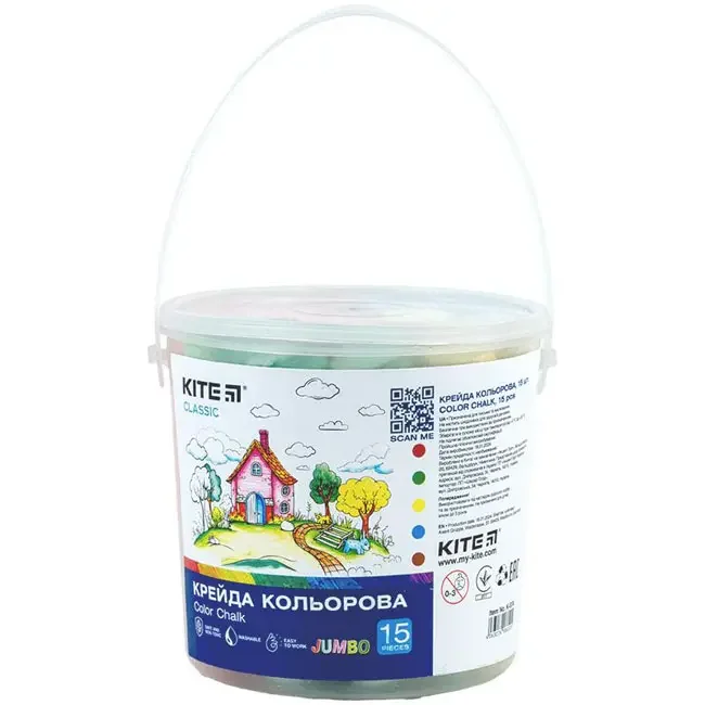Крейда кольорова 15 шт Jumbo Kite "Classic"