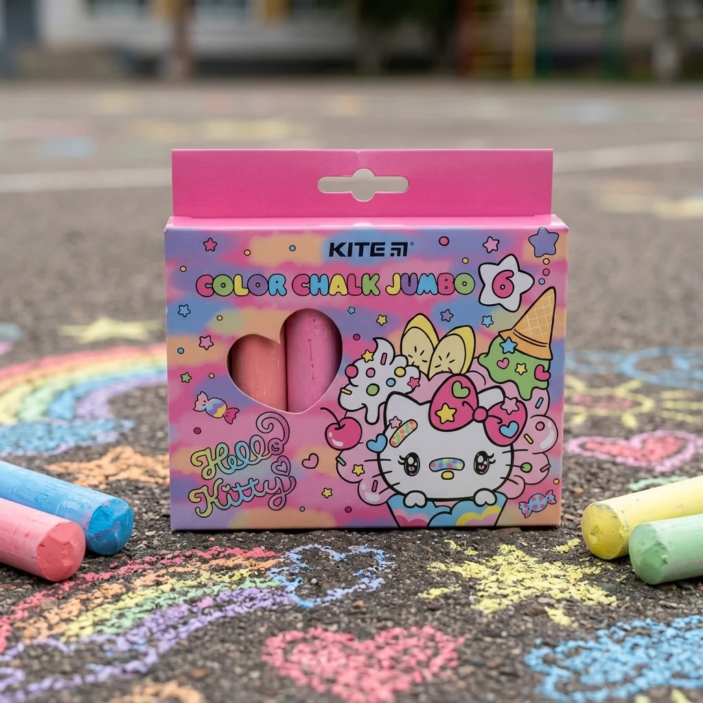 Крейда кольорова 6 кольорів Jumbo Kite "Hello Kitty"