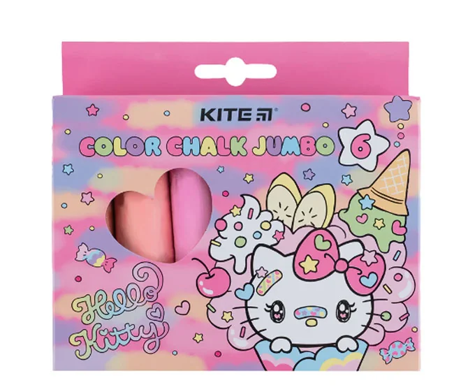 Крейда кольорова 6 кольорів Jumbo Kite "Hello Kitty"