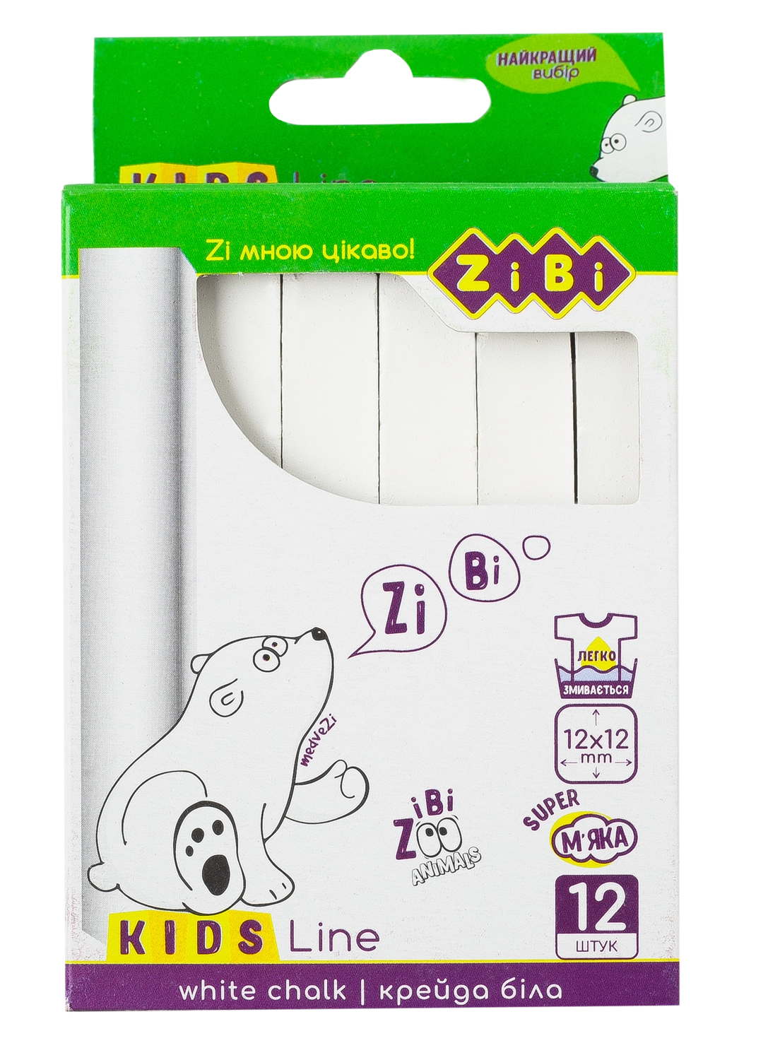 Крейда біла квадратна 12 шт KIDS Line ZB.6703-12 — фото 2