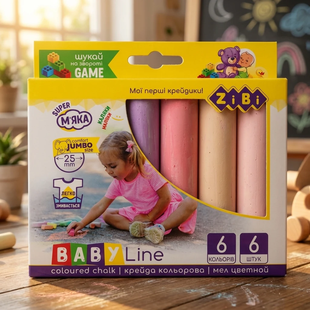 Крейда кольорова JUMBO, 6шт. ZB.6710-99