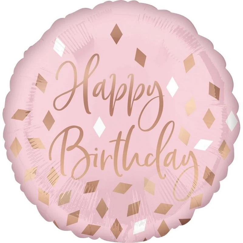Кулька фольга 45см "Happy Birthday" рожева — фото 2