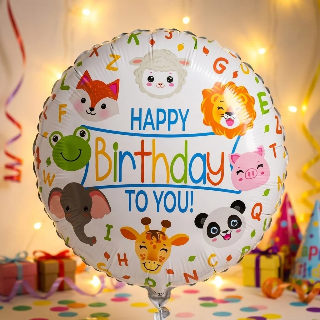 Кулька фольга "Happy Birthday" Зоопарк 46 см Flexmetal Іспанія