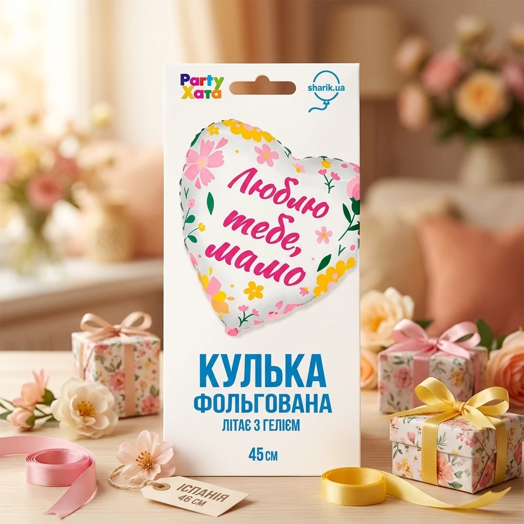 Кулька фольга "Серце" 46 см "Люблю тебе, мамо" Іспания