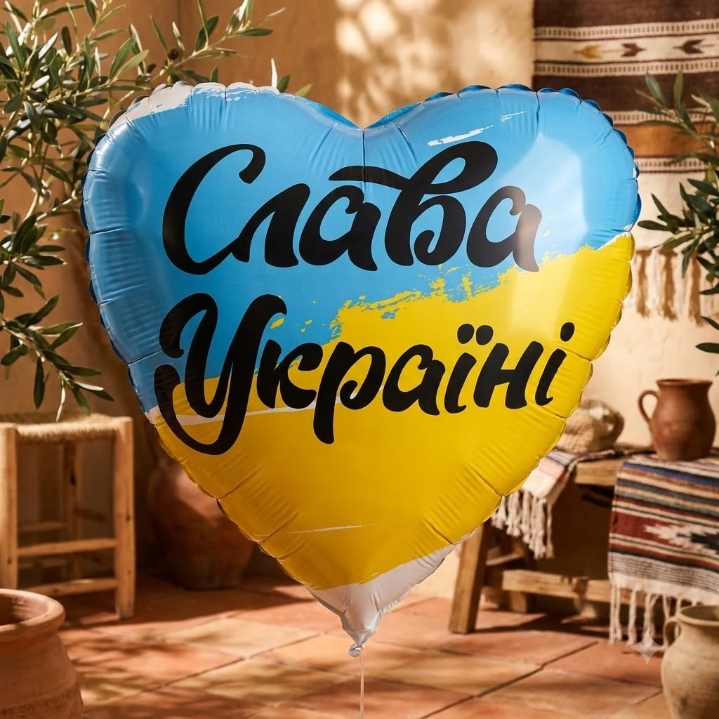 Кулька фольга "Серце" 46 см "Слава Україні" Flexmetal (Іспанія)