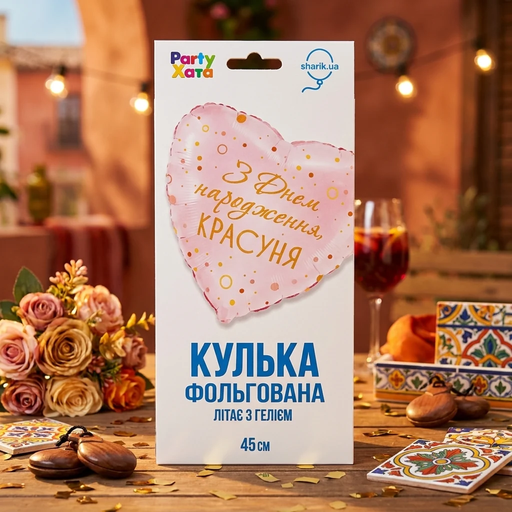 Кулька фольга "Серце" 46 см "З Днем народження, красуня" Іспания