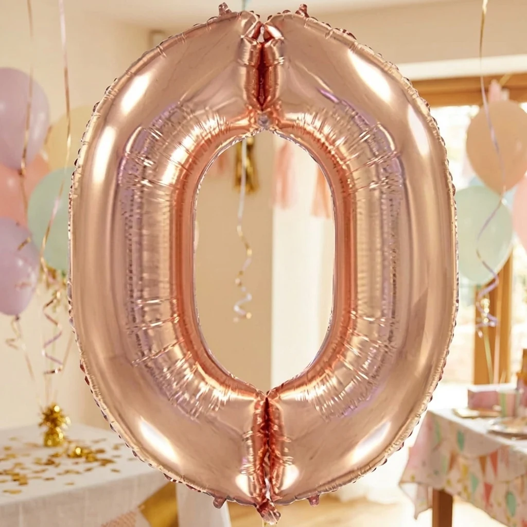 Кулька фольга "Цифра 0" 40"/102 см рожеве золото Іспанія