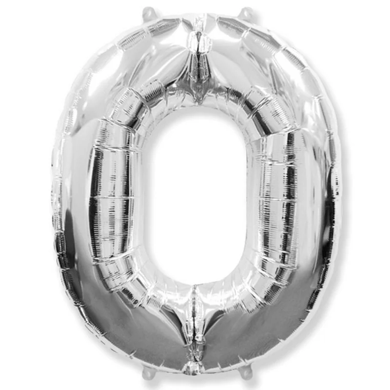 Кулька фольга "Цифра 0" 40"/102 см срібна Іспанія