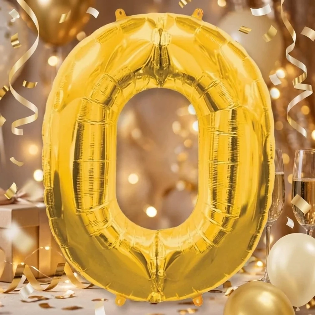 Кулька фольга "Цифра 0" золотого кольору 1009 см