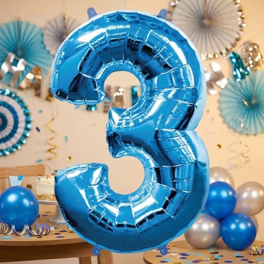 Кулька фольга "Цифра 3" 40"/102 см блакитна Іспанія