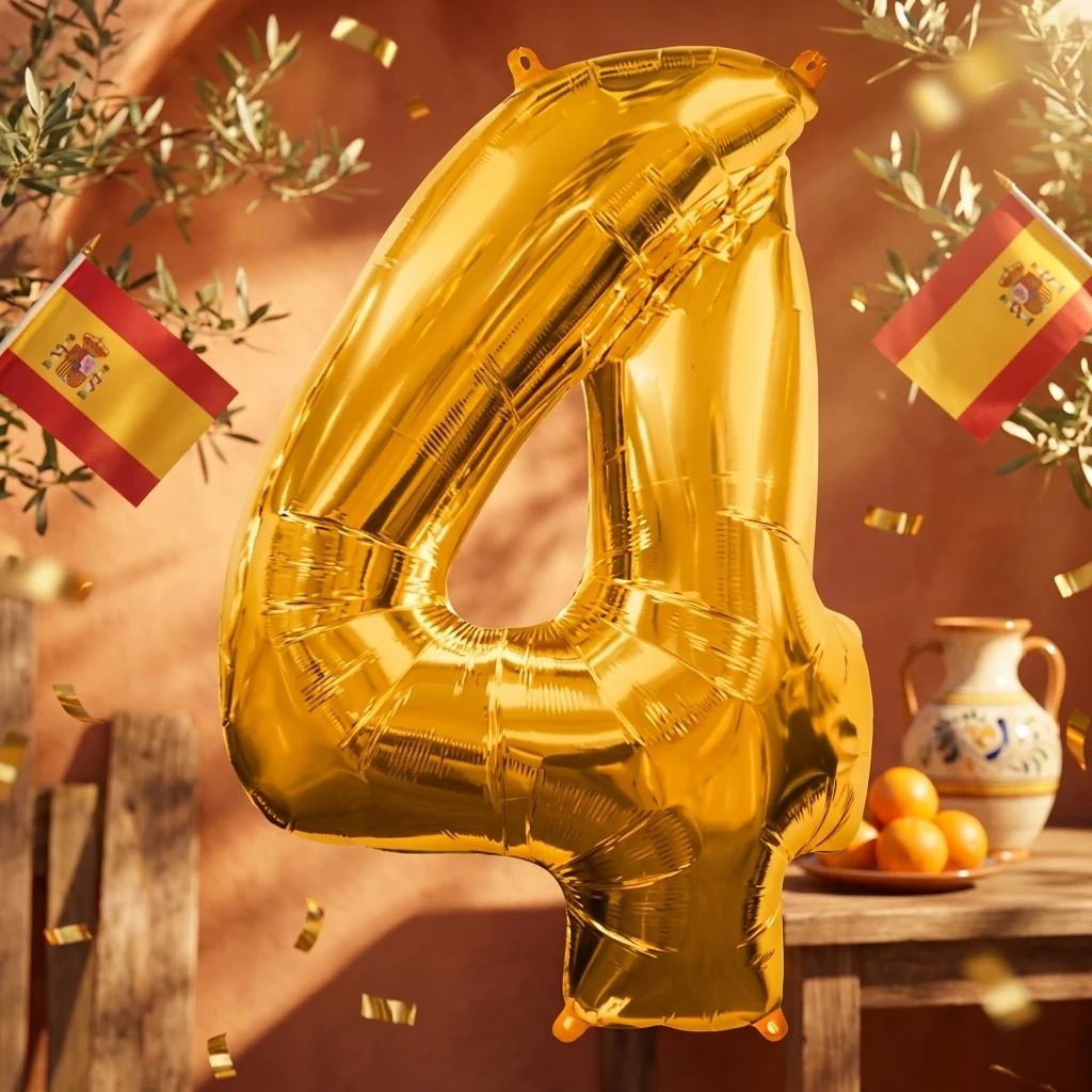 Кулька фольга "Цифра 4" 40"/102 см золота Іспанія