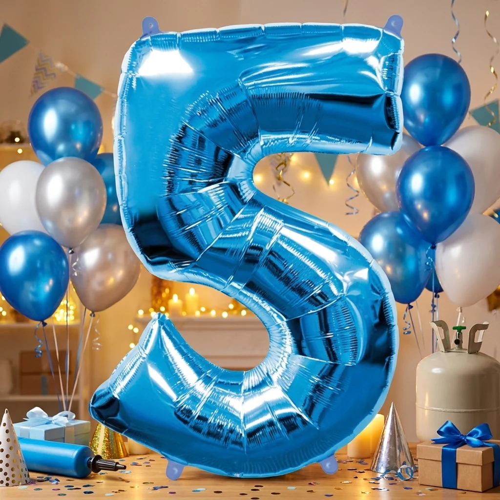 Кулька фольга "Цифра 5" 40"/102 см блакитна Іспанія