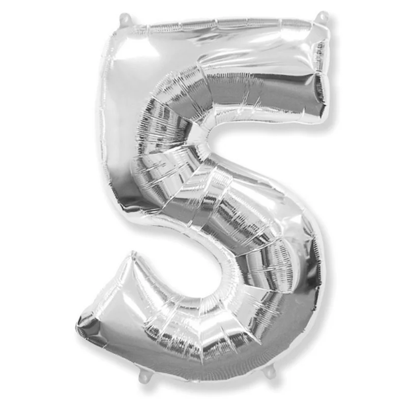 Кулька фольга "Цифра 5" 40"/102 см срібна Іспанія