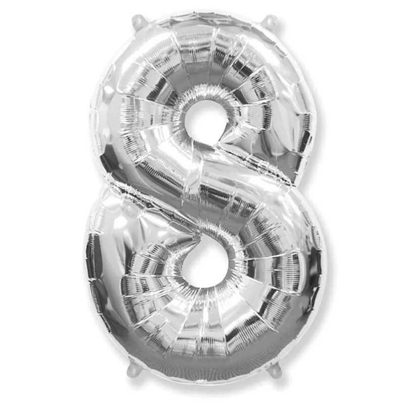 Кулька фольга "Цифра 8" 40"/102 см срібна Іспанія