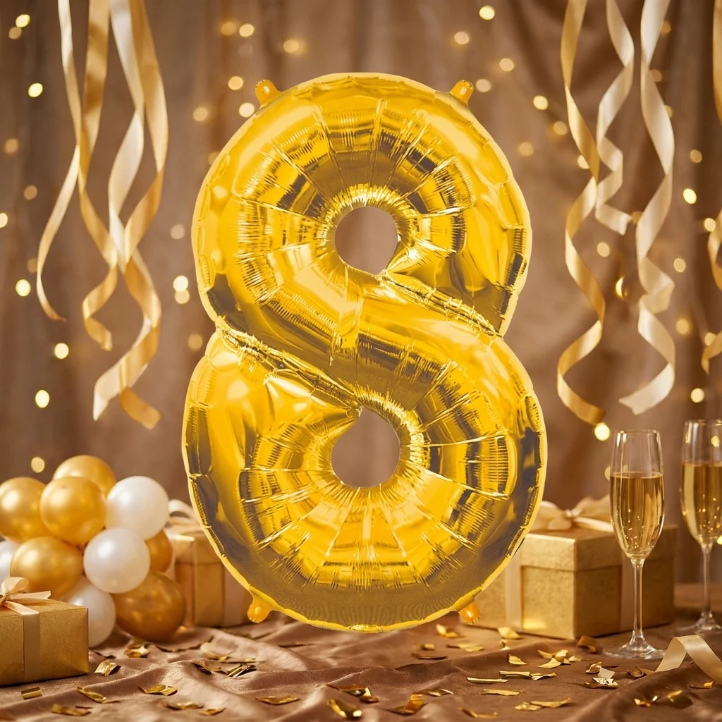 Кулька фольга "Цифра 8" 75 см золото