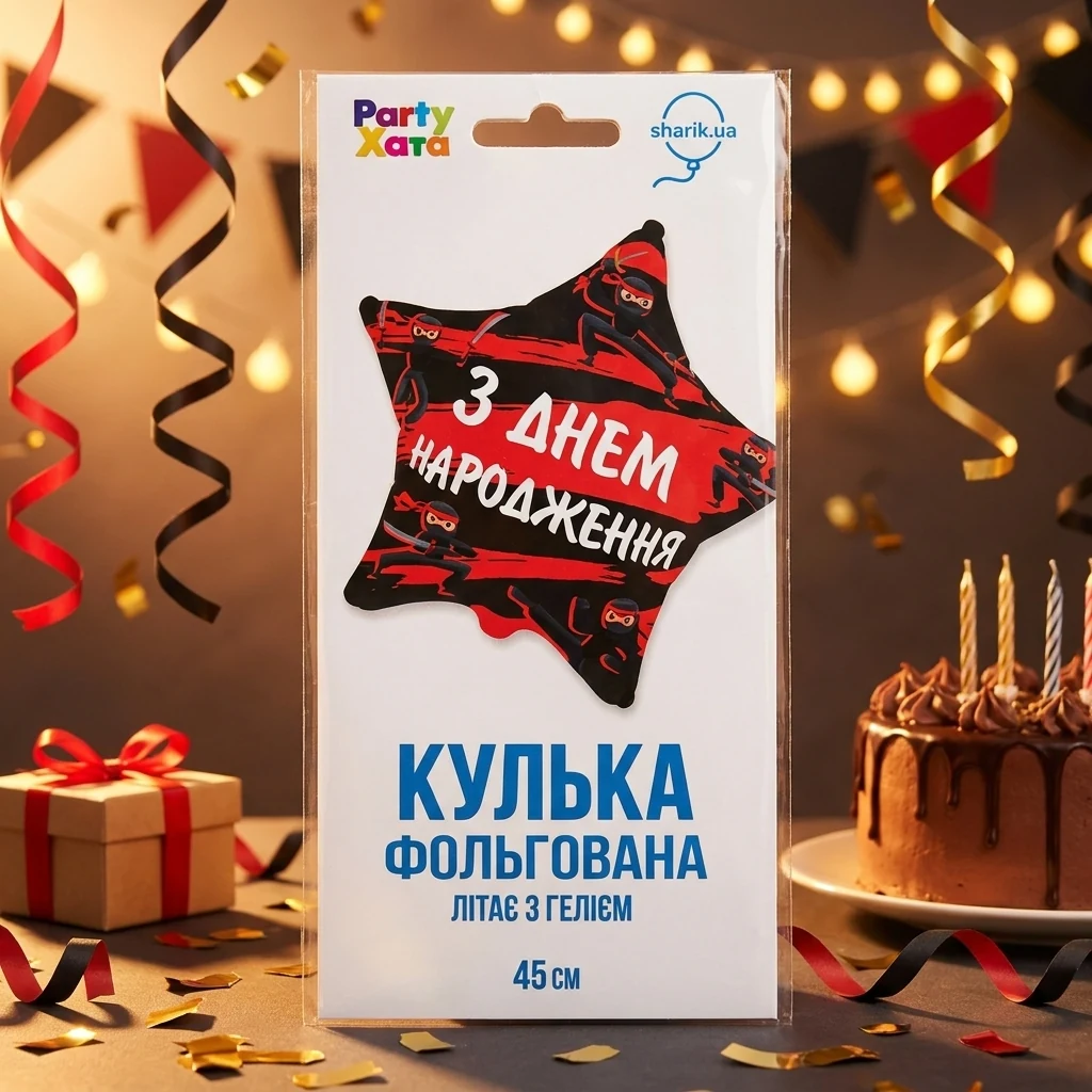 Кулька фольга "Зірка" 46 см "З Днем народження" Іспания
