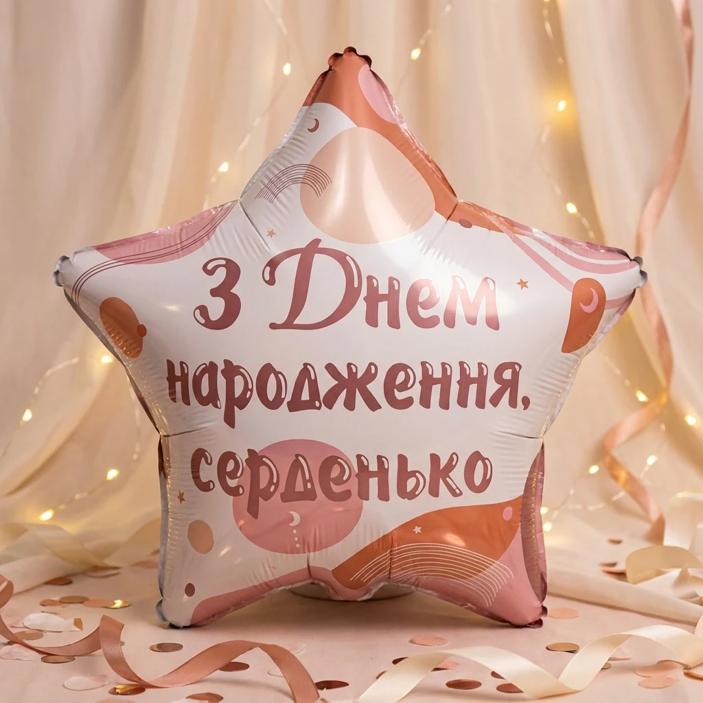 Кулька фольга "Зірка" 46 см "З Днем народження, серденько" Іспания
