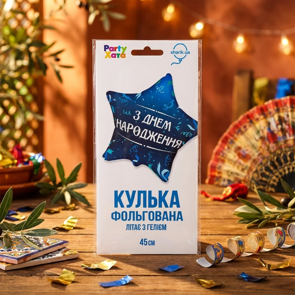 Кулька фольга "Зірка"З Днем народження" 46 см