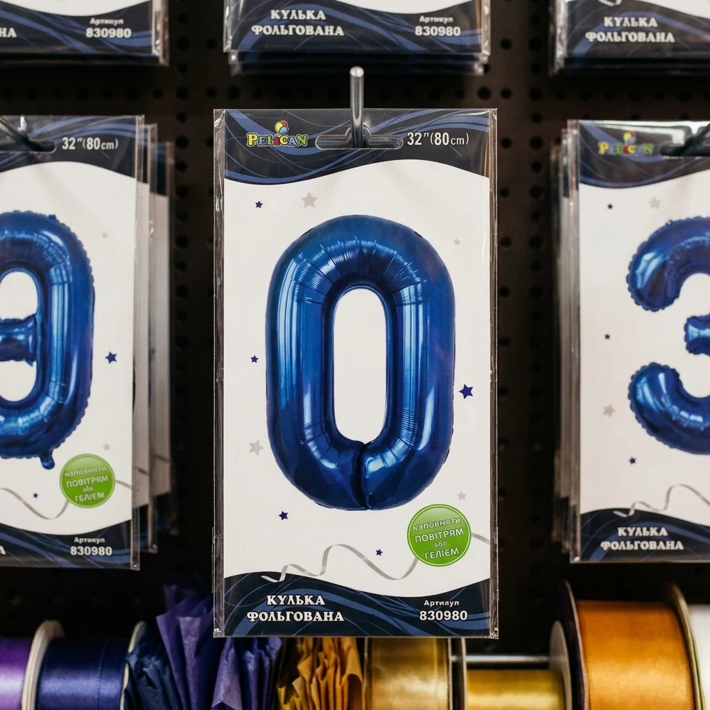 Кулька фольгована у формі цифри "0" 80 см, колір індиго, ТМ Pelican