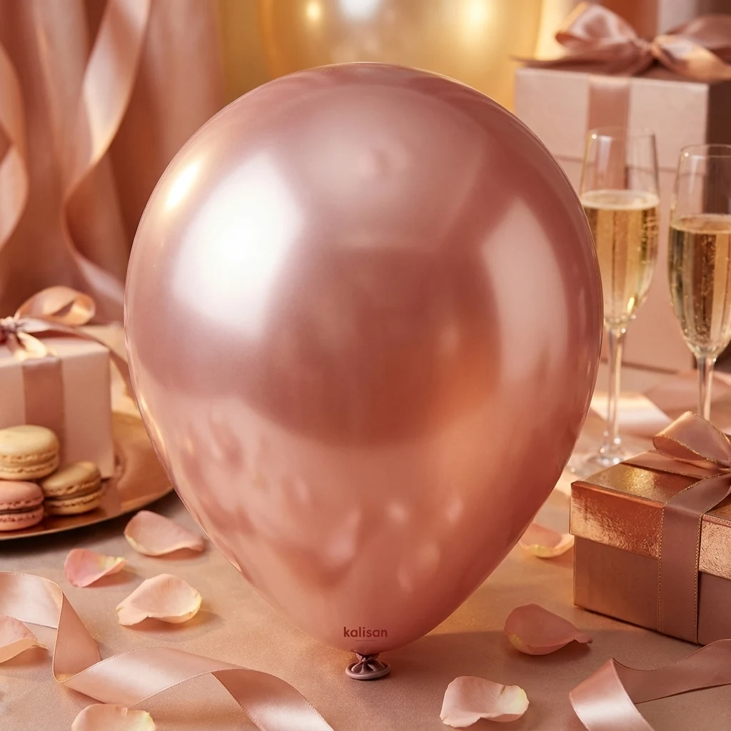Кулька латексна 12" (30 см) хром рожеве золото №5013 "Mirror Pink Gold", Kalisan, Туреччина