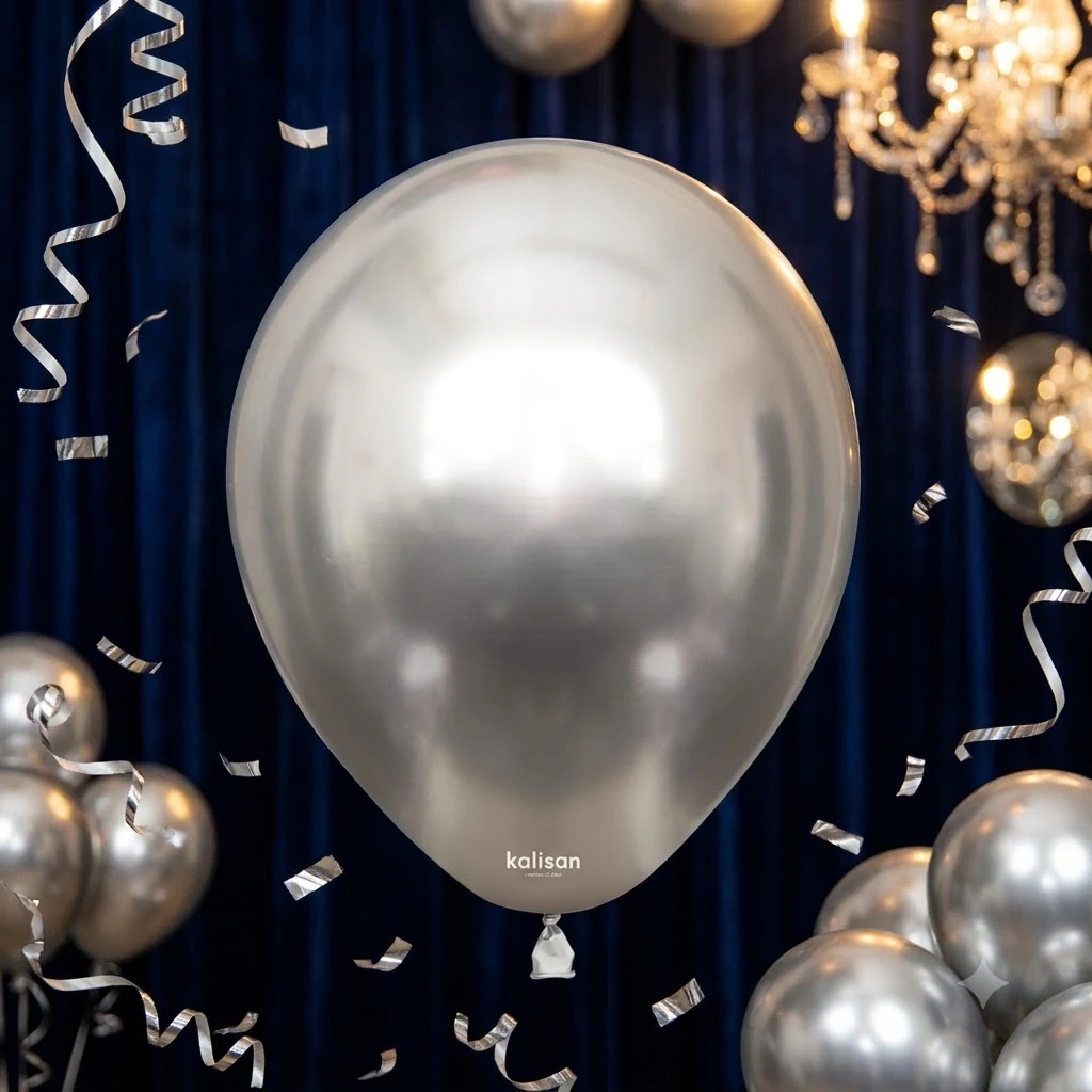 Кулька латексна 12" (30 см) хром срібло №5002 "Mirror Silver", Kalisan, Туреччина