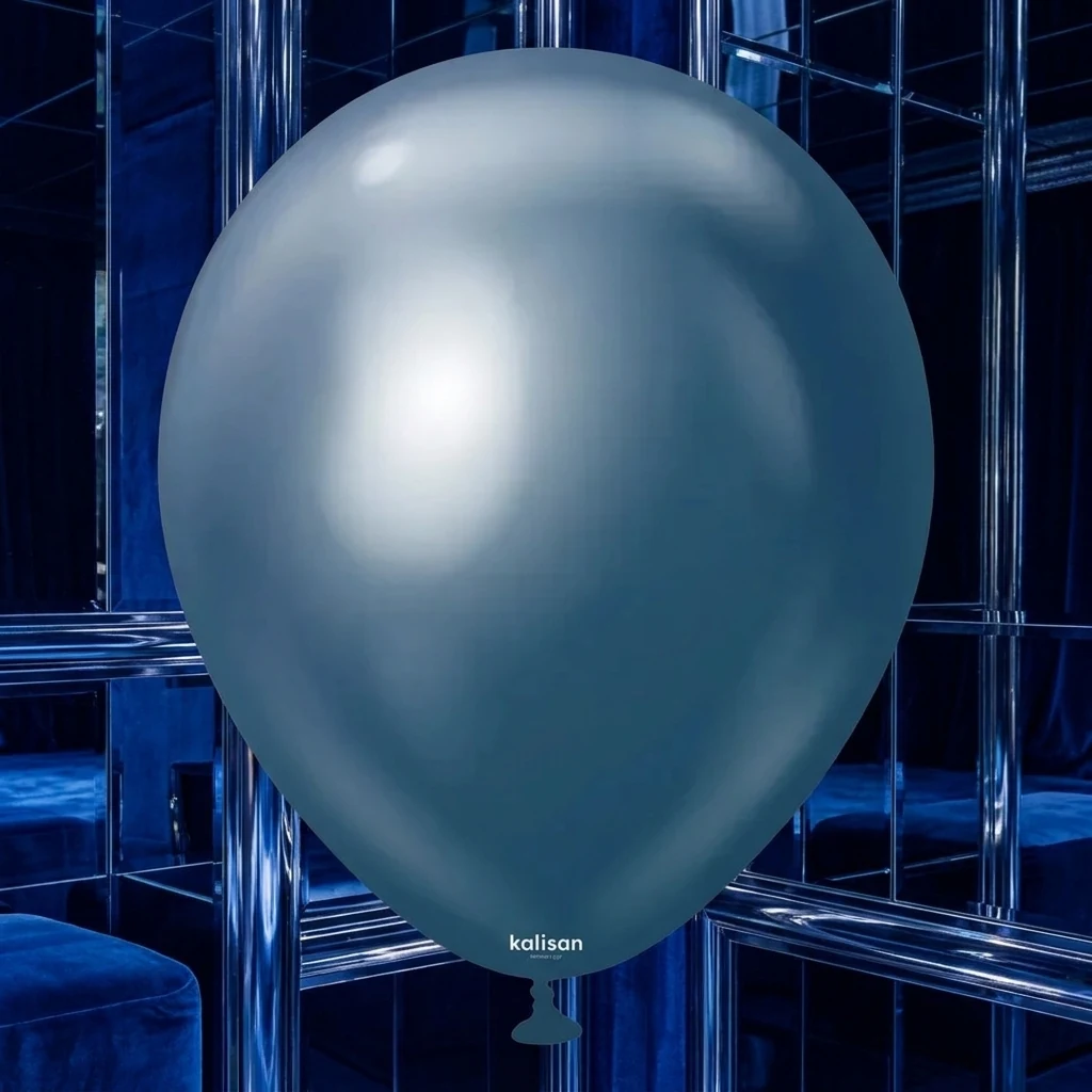 Кулька латексна 12" (30 см) хром темно синій №5015 "Mirror Navy", Kalisan, Туреччина