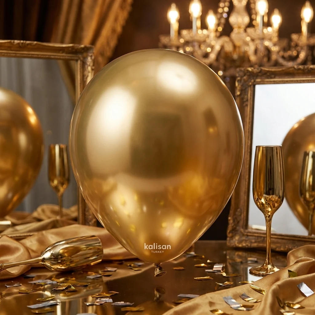 Кулька латексна 12" (30 см) хром золото №5001 "Mirror Gold", Kalisan, Туреччина