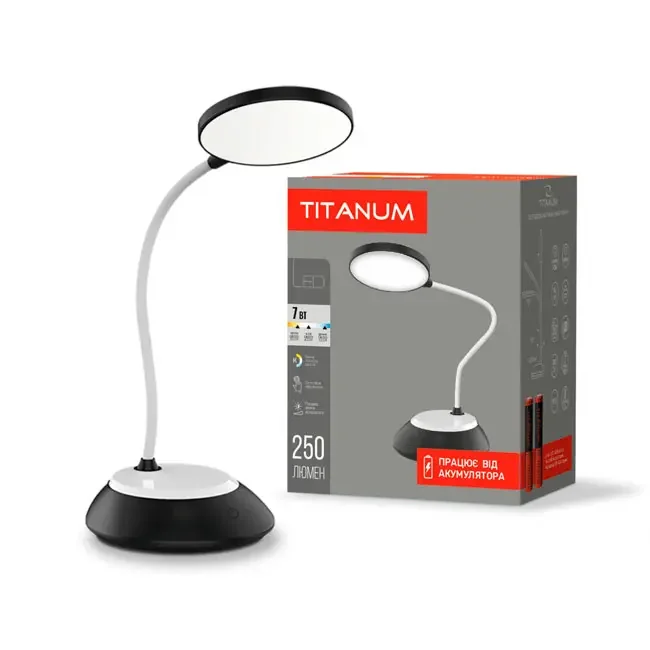 Лампа настільна Titanum TLTF-022B/G 7Вт USB чорна/сіра