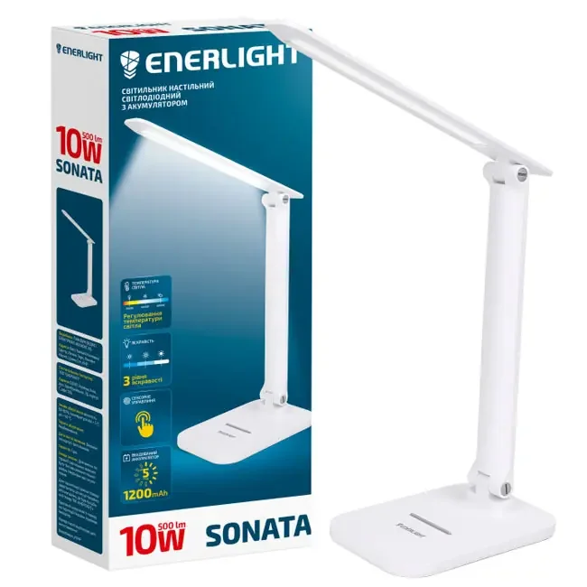 Лампа настольна ENERLIGHT SONATA 10Вт 3000-6000K з акумулятором — фото 2
